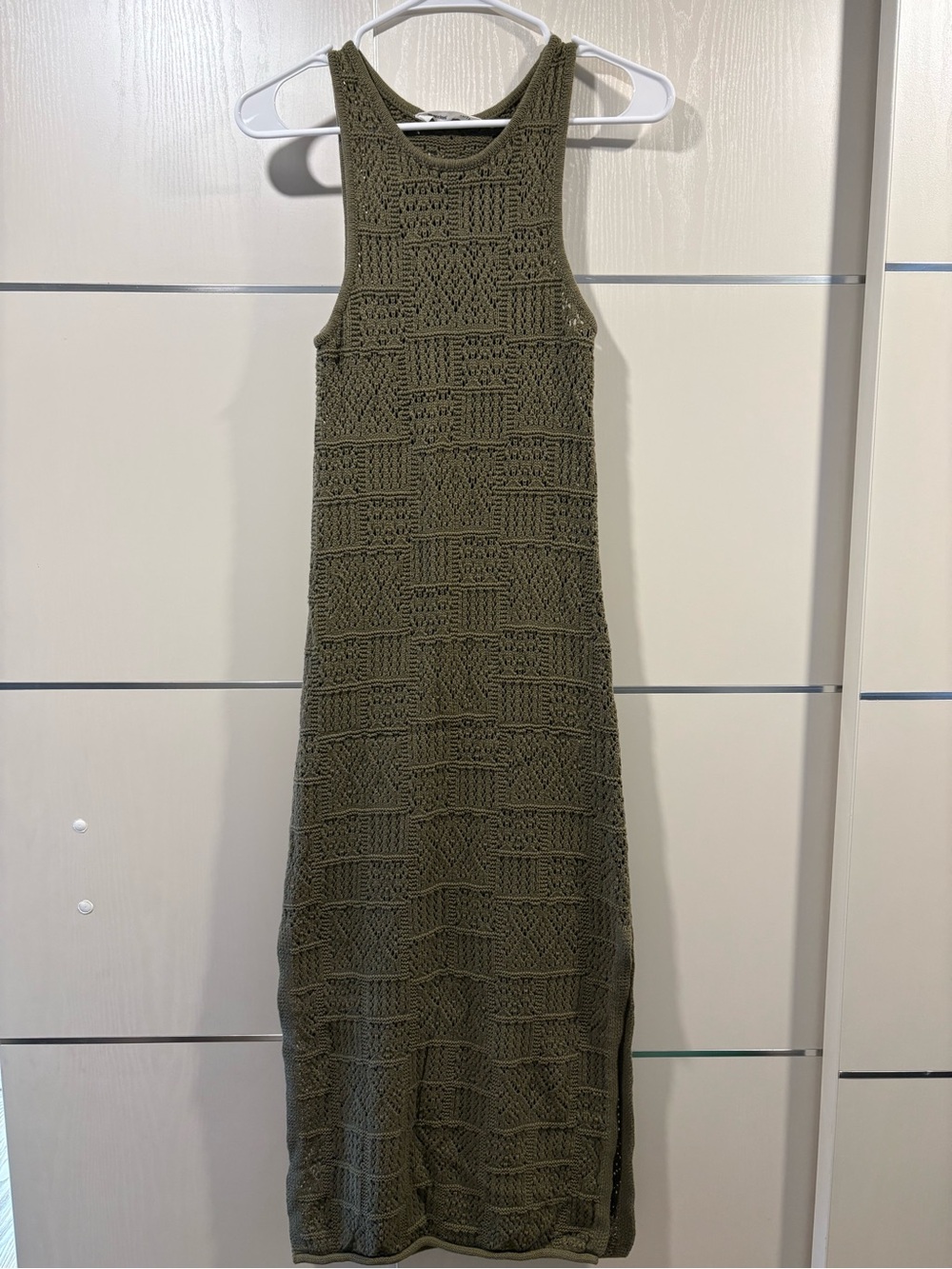 Bluenotes Olive Green Crochet Maxi Dress